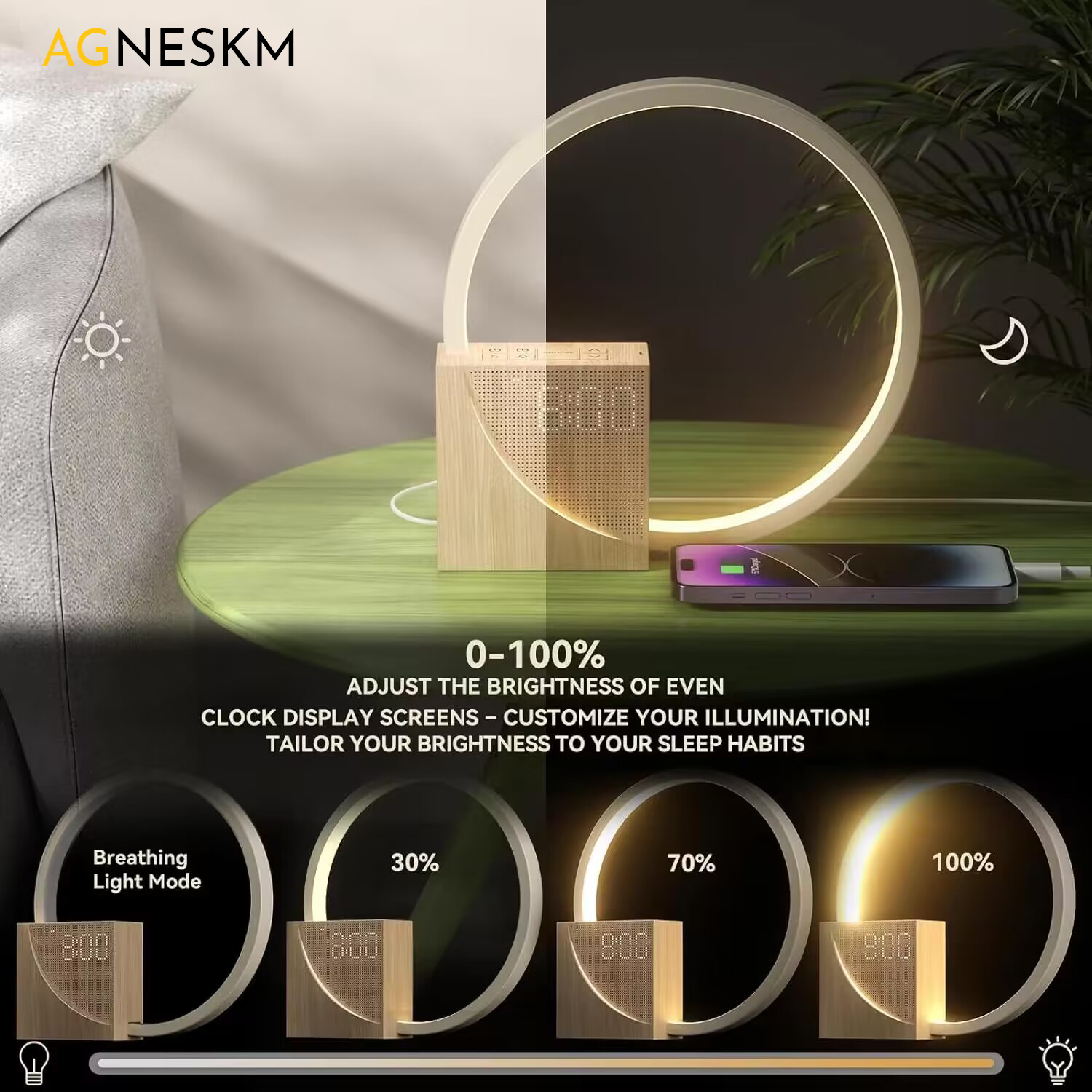 Agneskm Sunrise Alarm Clock for Heavy Sleepers Adults